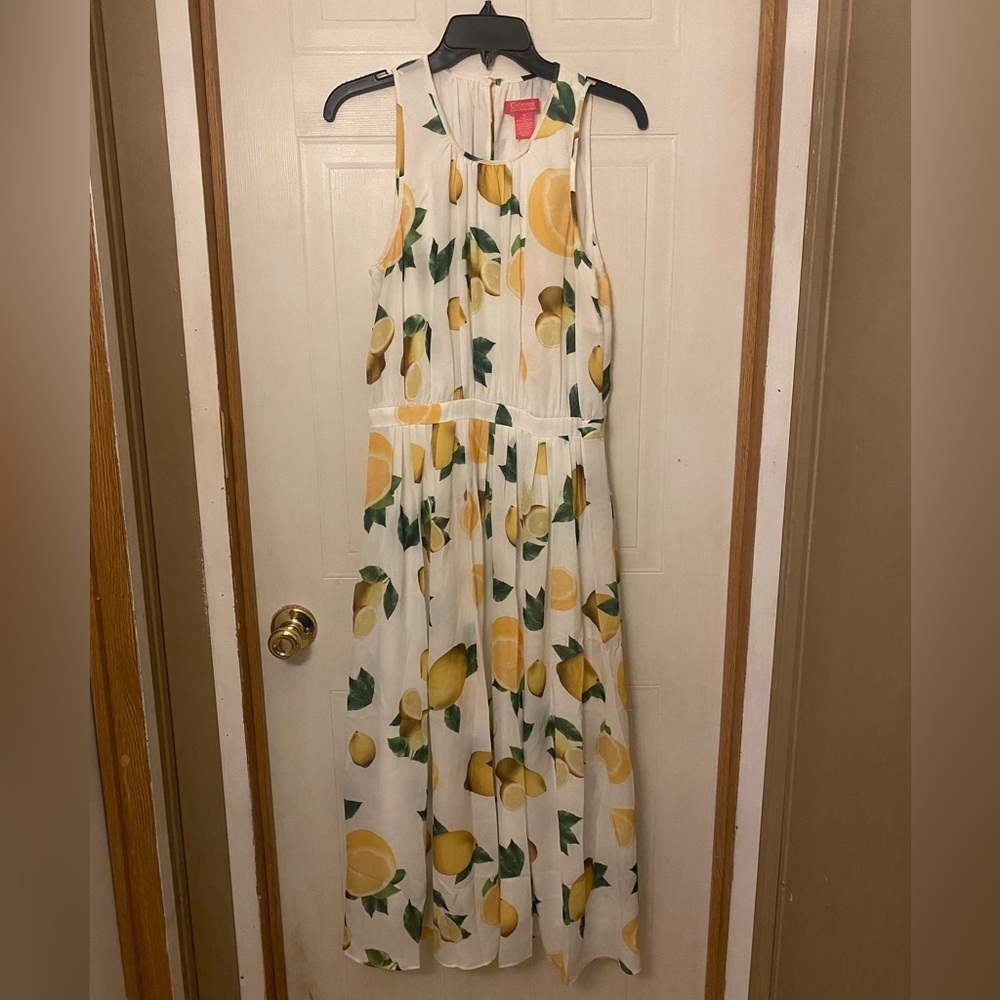 Catherine Malandrino Lemon Print Sleeveless Dress